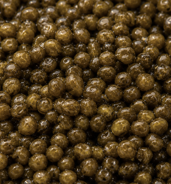 Gros plan des perles de Caviar Daurenki